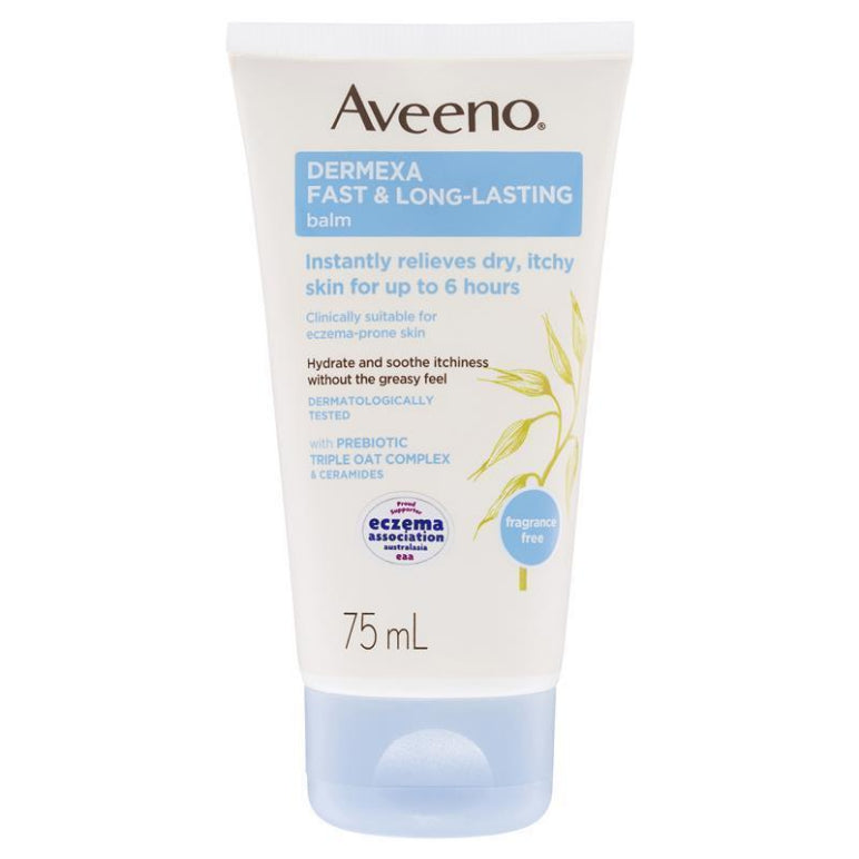 Aveeno Dermexa Fast & Long Lasting Balm 75mL front image on Livehealthy HK imported from Australia