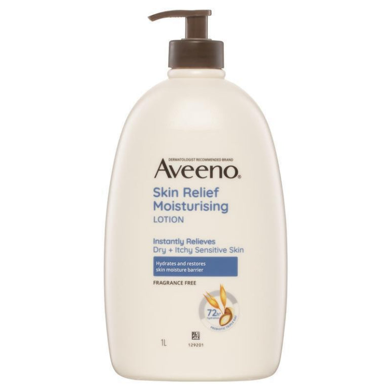 Aveeno Skin Relief Fragrance Free Moisturising Body Lotion 1L front image on Livehealthy HK imported from Australia