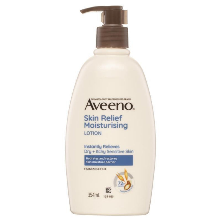 Aveeno Skin Relief Fragrance Free Moisturising Body Lotion 354mL front image on Livehealthy HK imported from Australia