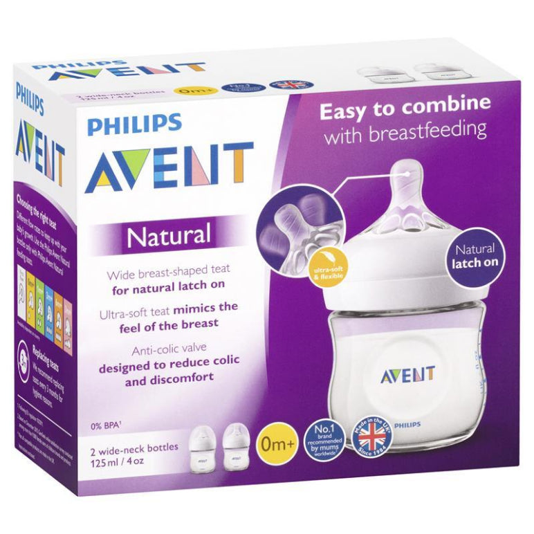 Avent Natural 125ml Feeding bottle 2pk front image on Livehealthy HK imported from Australia