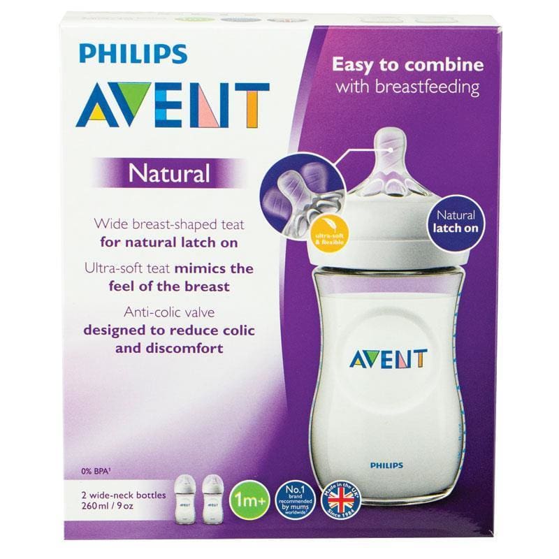 Avent Natural 260ml Feeding bottle 2pk front image on Livehealthy HK imported from Australia