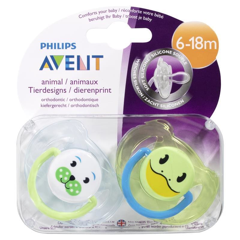 Avent Soother Animal 6-18months BPA Free 2 Pack front image on Livehealthy HK imported from Australia