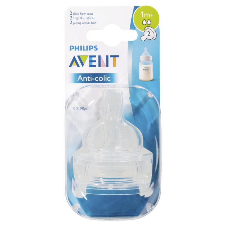 Avent Teat Silicone 1M+ Slow Flow 2 Pack front image on Livehealthy HK imported from Australia