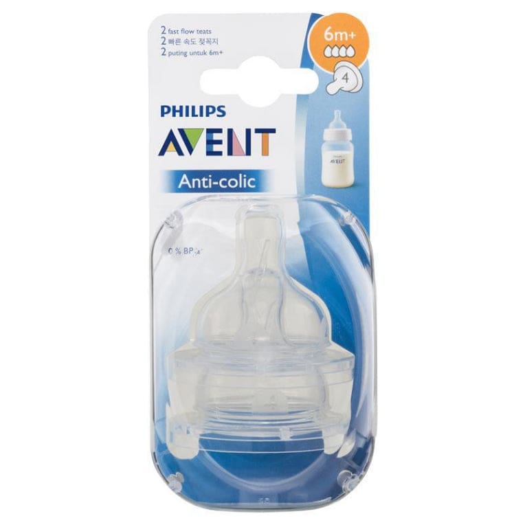 Avent Teat Silicone 6M+ Fast Flow 2 Pack front image on Livehealthy HK imported from Australia