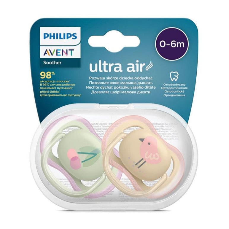 Avent Ultra Air Soother 0-6 Months Deco Mixed 2 Pack front image on Livehealthy HK imported from Australia