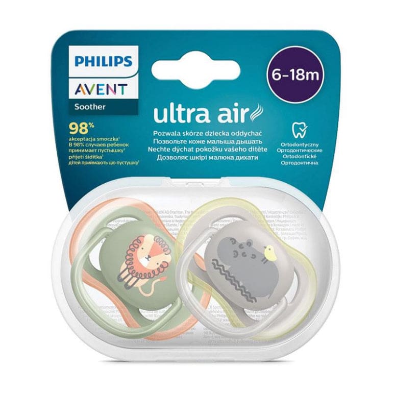 Avent Ultra Air Soother 6-18 Months Deco Mixed 2 Pack front image on Livehealthy HK imported from Australia