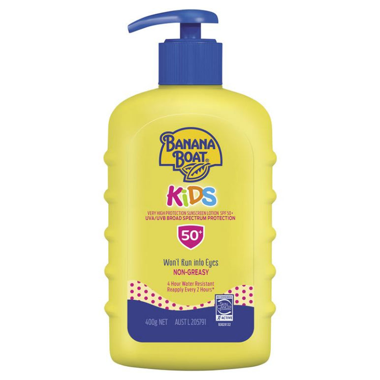 Banana Boat SPF 50+ Kids 400g Pump front image on Livehealthy HK imported from Australia
