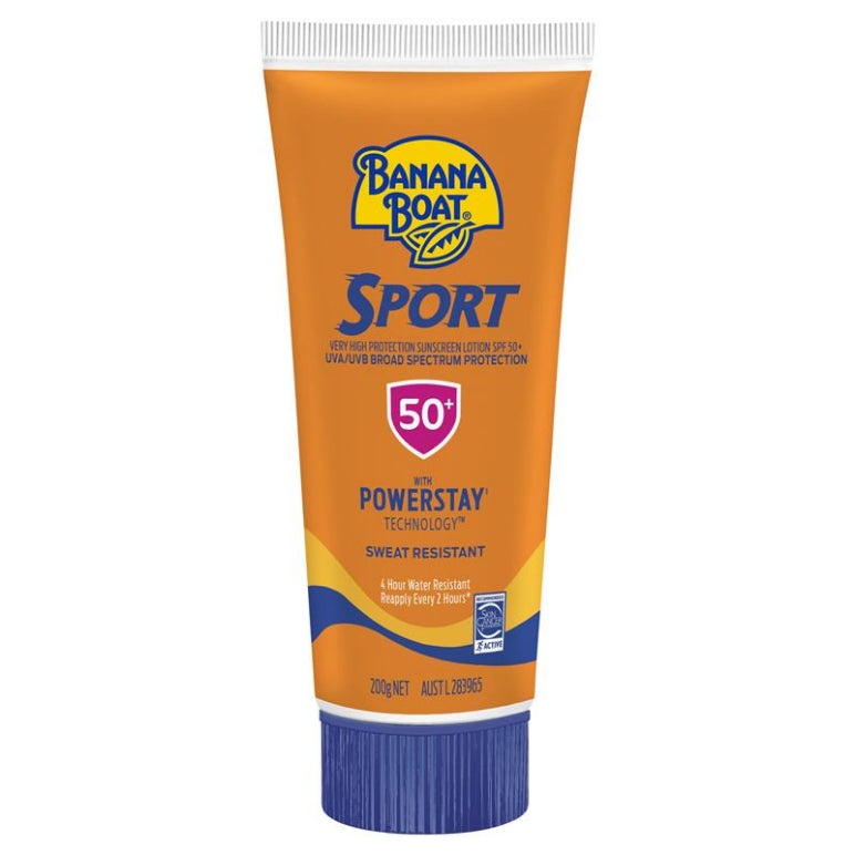Banana Boat SPF 50+ Sport 200g Tube front image on Livehealthy HK imported from Australia