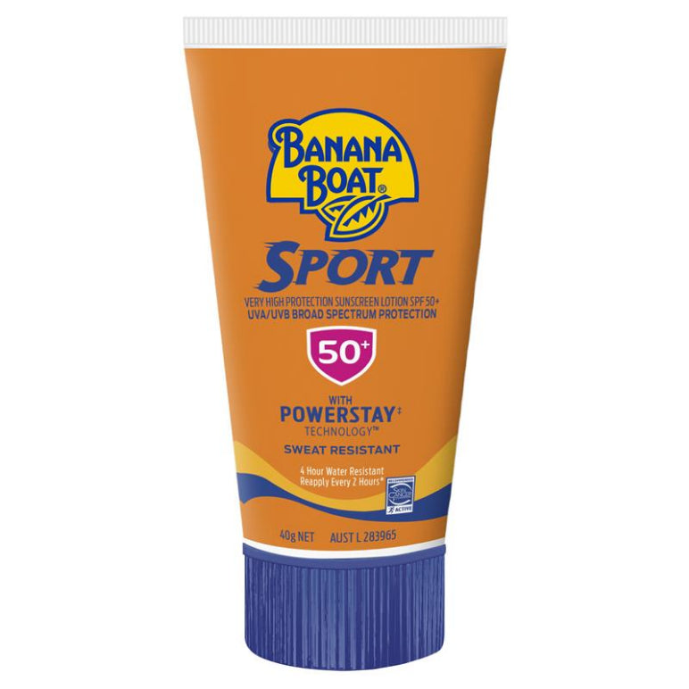 Banana Boat SPF 50+ Sport 40g Tube front image on Livehealthy HK imported from Australia