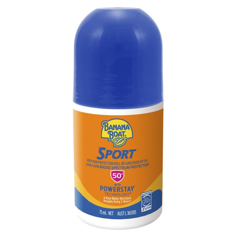 Banana Boat SPF 50+ Sport Roll On 75ml front image on Livehealthy HK imported from Australia