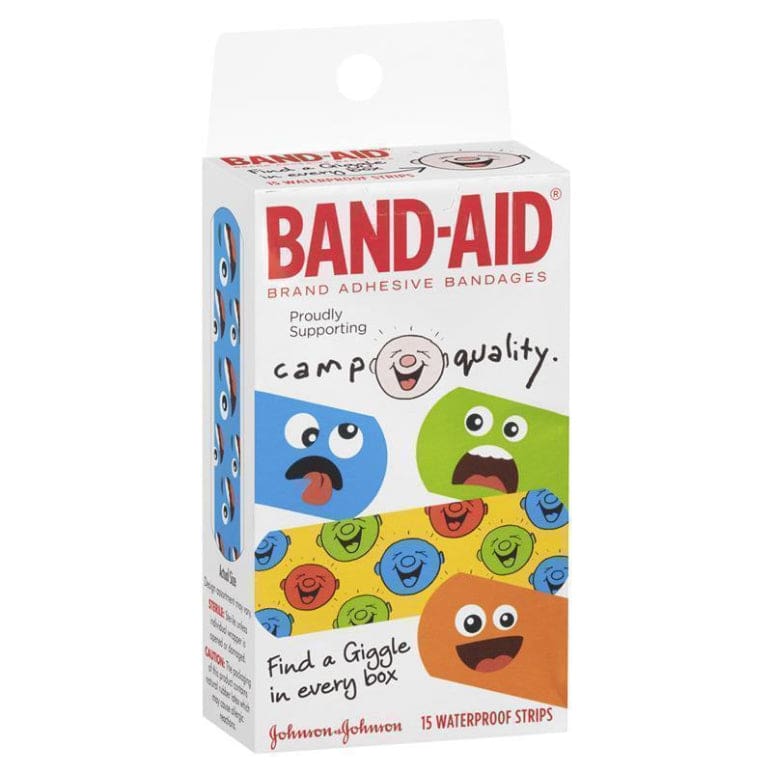 Band-Aid Character Strips Camp Quality 15 Pack front image on Livehealthy HK imported from Australia