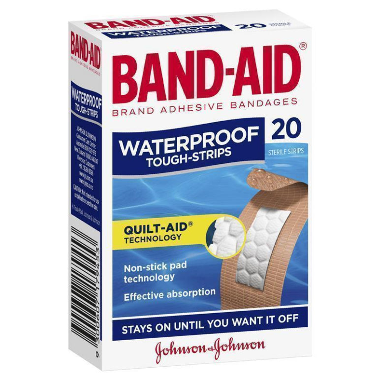 Band-Aid Waterproof Tough Strips 20 Pack front image on Livehealthy HK imported from Australia