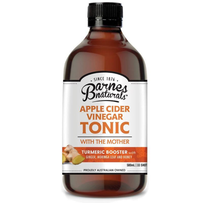 Barnes Naturals Apple Cider Vinegar Tonic with The Mother Turmeric Booster 500ml front image on Livehealthy HK imported from Australia