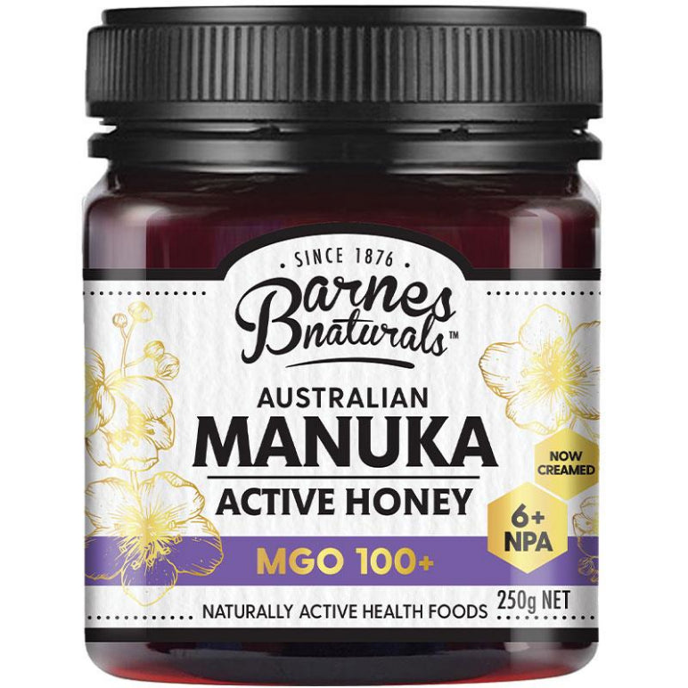 Barnes Naturals Australian Manuka Honey 250g MGO 100+ front image on Livehealthy HK imported from Australia
