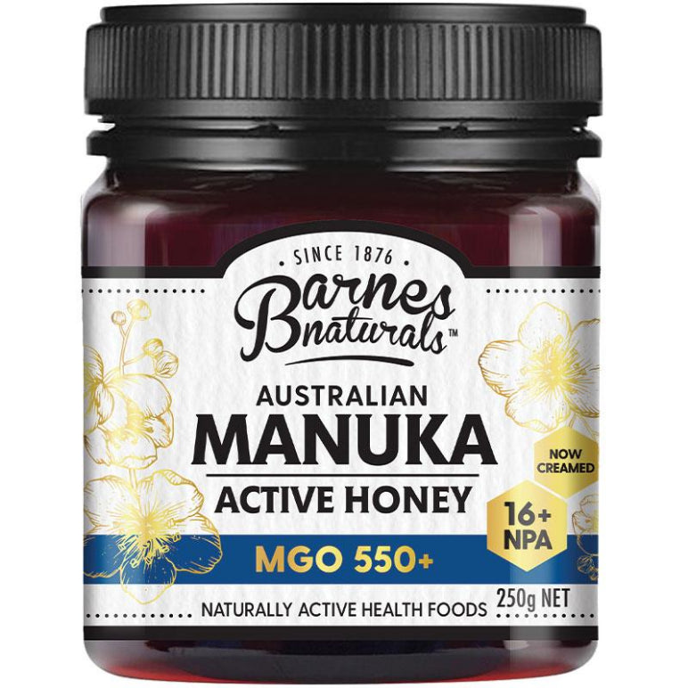 Barnes Naturals Australian Manuka Honey 250g MGO 550+ front image on Livehealthy HK imported from Australia