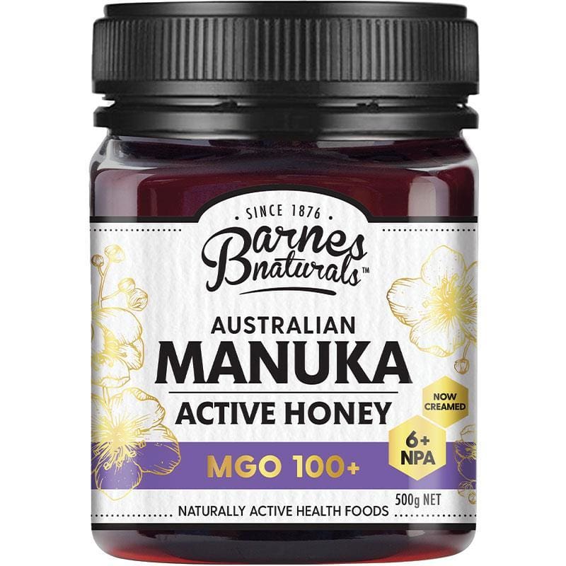 Barnes Naturals Australian Manuka Honey 500g MGO 100+ front image on Livehealthy HK imported from Australia