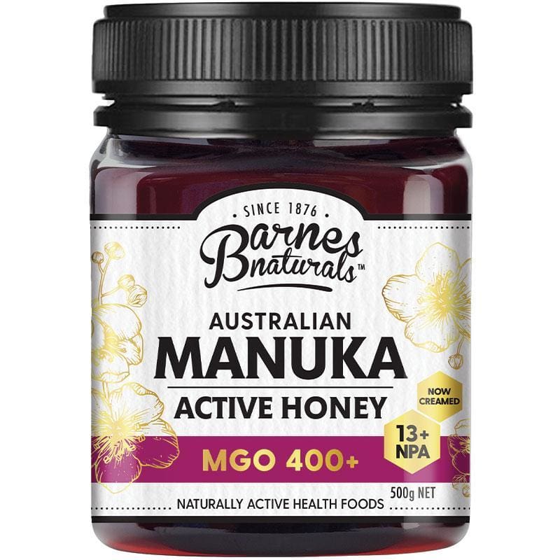 Barnes Naturals Australian Manuka Honey 500g MGO 400+ front image on Livehealthy HK imported from Australia