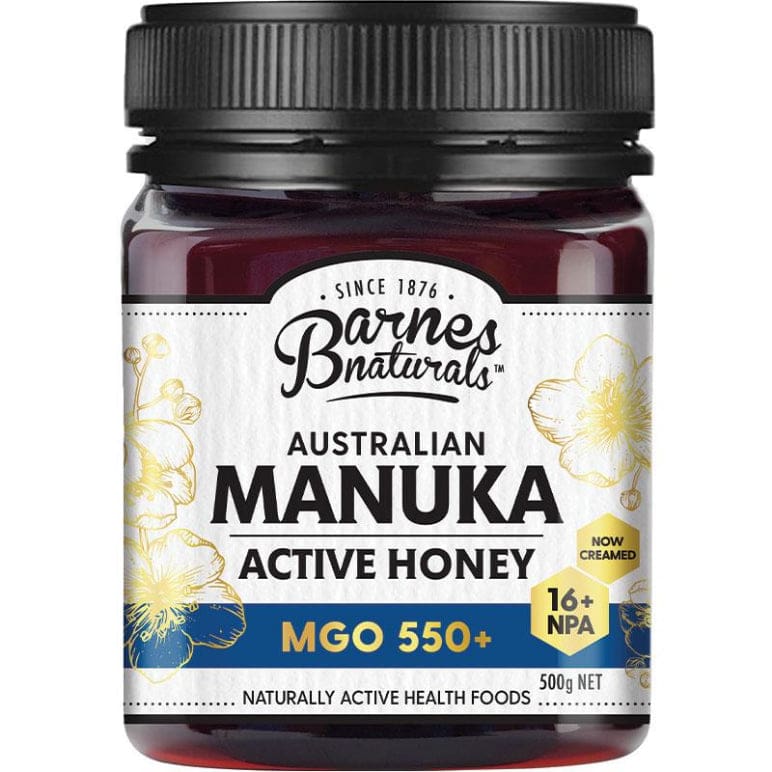 Barnes Naturals Australian Manuka Honey 500g MGO 550+ front image on Livehealthy HK imported from Australia