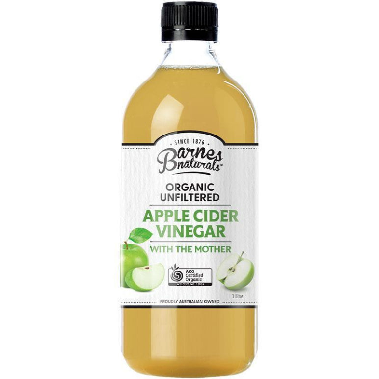 Barnes Naturals Organic Apple Cider Vinegar with the Mother 1000ml front image on Livehealthy HK imported from Australia