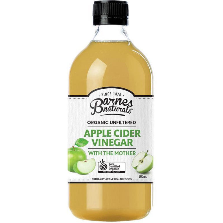 Barnes Naturals Organic Apple Cider Vinegar with the Mother 500ml front image on Livehealthy HK imported from Australia