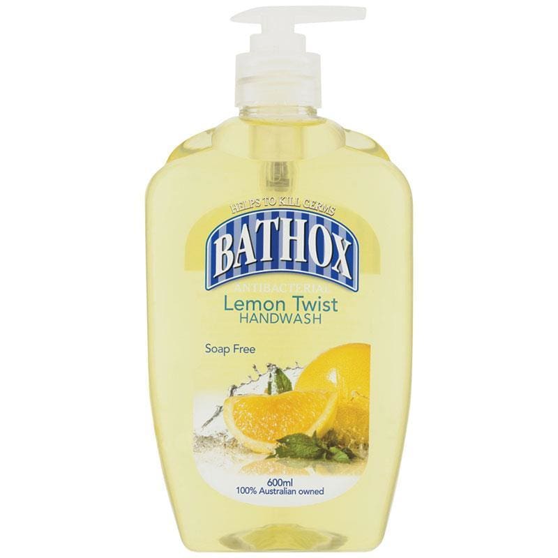 Bathox Hand Wash Antibacterial Lemon Twist 600ml front image on Livehealthy HK imported from Australia