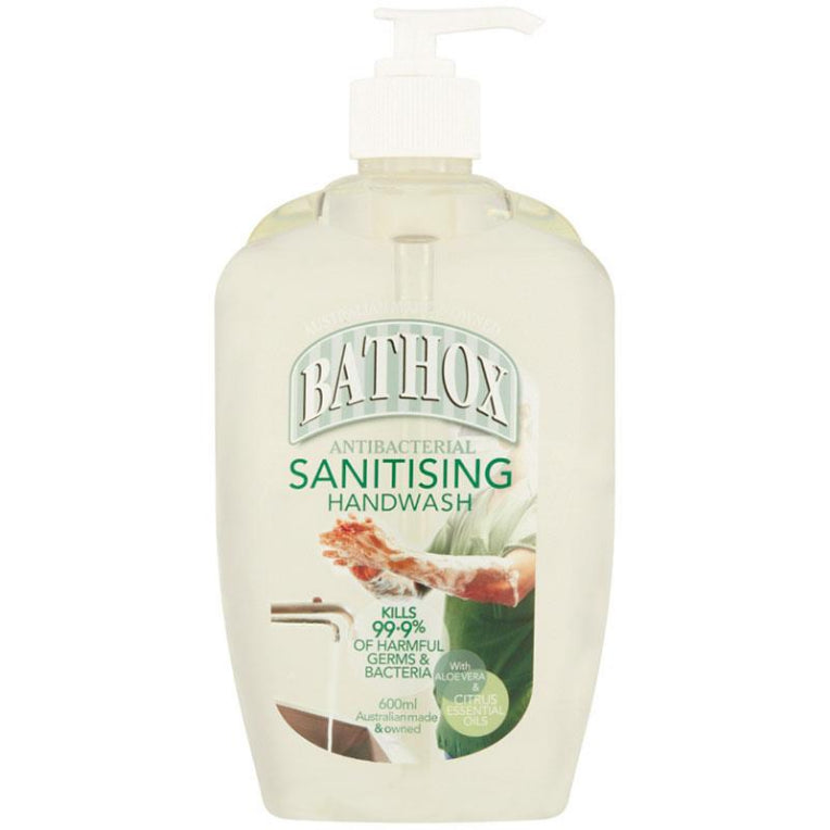 Bathox Sanitising Hand Wash Antibacterial Citrus Essential Oils 600ml front image on Livehealthy HK imported from Australia