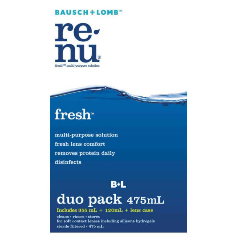 Bausch & Lomb Renu Fresh Multi-Purpose Duo Pack 355ml + 120ml front image on Livehealthy HK imported from Australia
