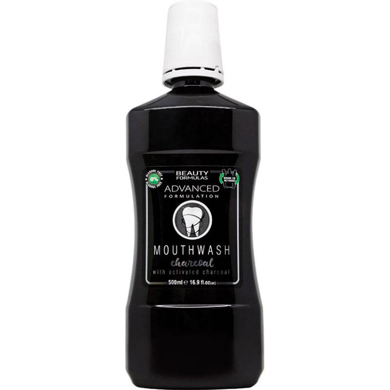 Beauty Formulas Charcoal Mouthwash 500ml front image on Livehealthy HK imported from Australia