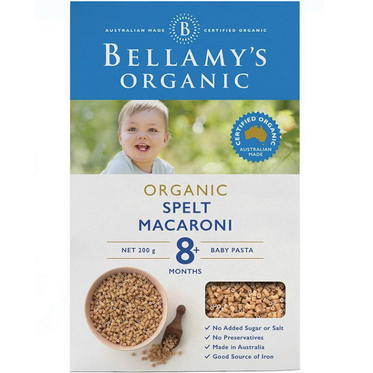 Bellamy's Organic Spelt Macaroni 200g front image on Livehealthy HK imported from Australia