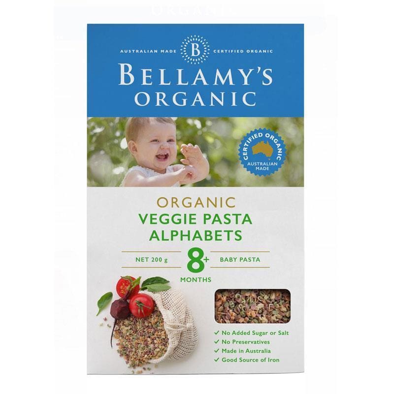 Bellamys Organic Veggie Pasta Alphabets 200g front image on Livehealthy HK imported from Australia