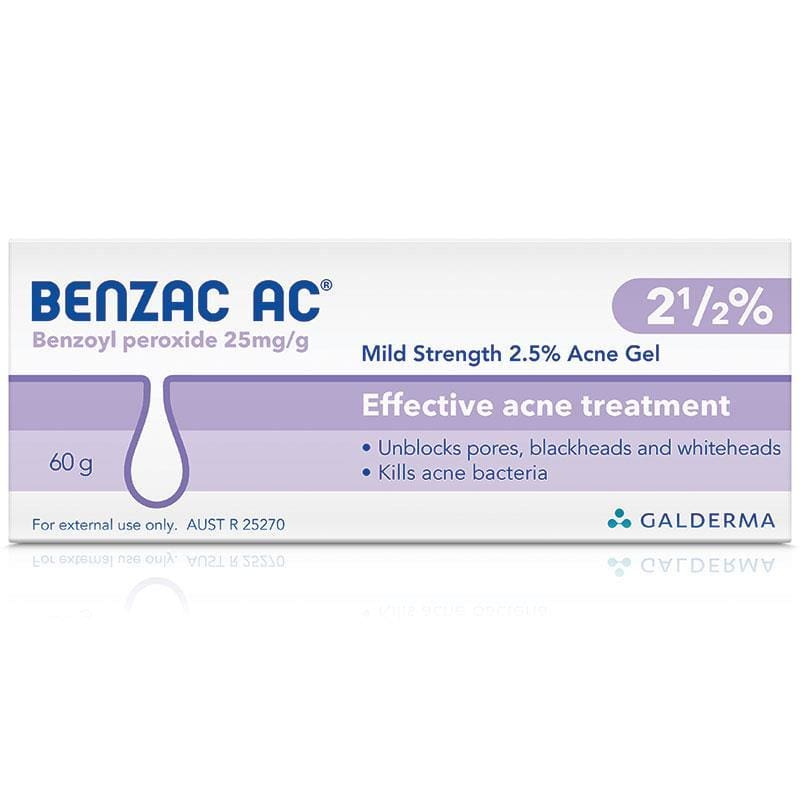 Benzac AC Gel 2.5% 60g front image on Livehealthy HK imported from Australia