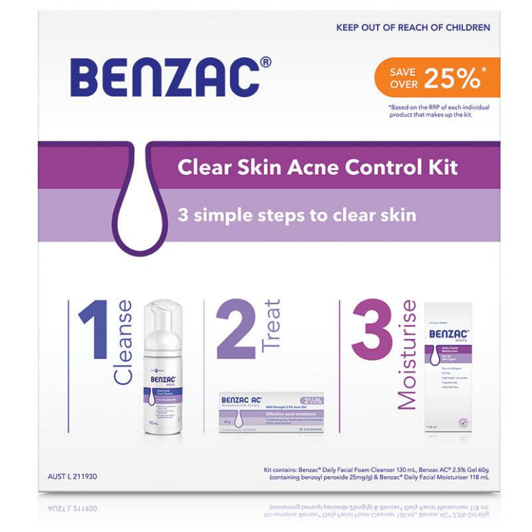 Benzac Acne Control 3 Step Acne Starter Kit front image on Livehealthy HK imported from Australia