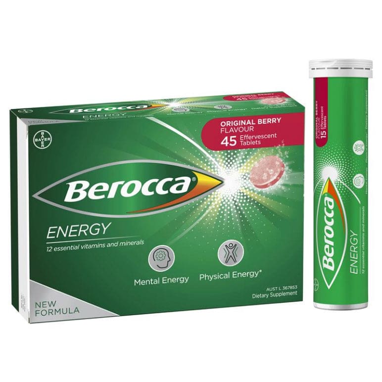Berocca Energy Vitamin B & C Original Berry Flavour Effervescent Tablets 45 Pack front image on Livehealthy HK imported from Australia