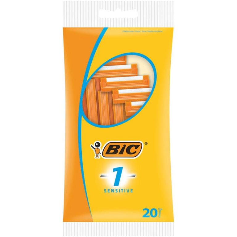 Bic 1 Disposable Razors Sensitive 20 pack front image on Livehealthy HK imported from Australia