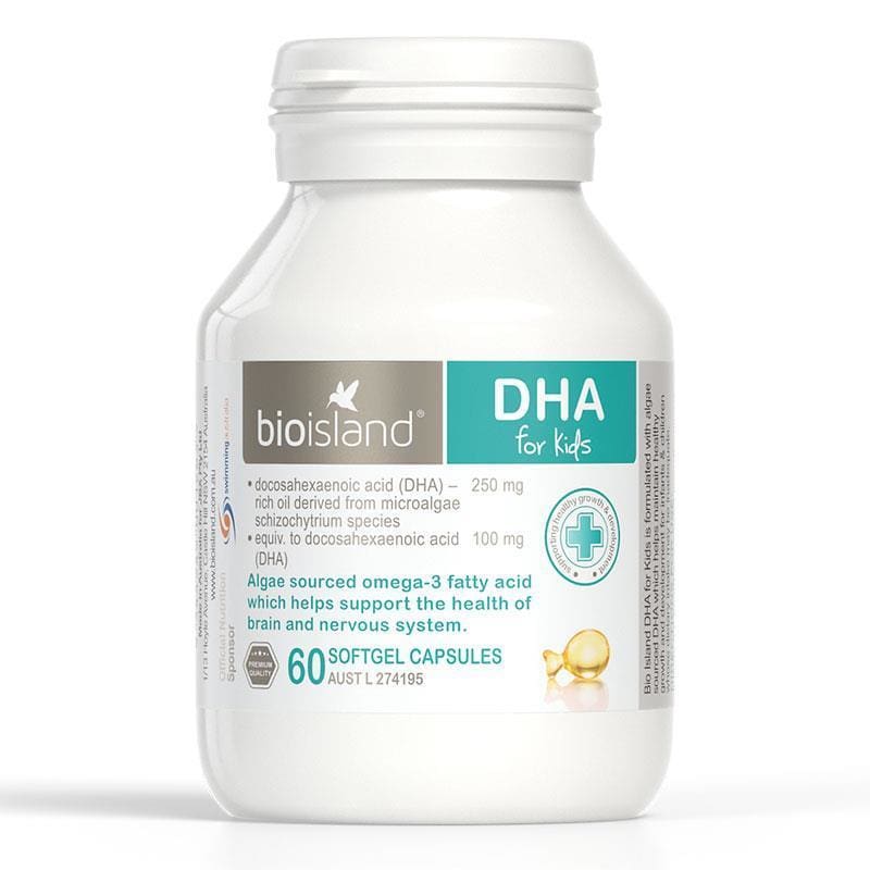 Bio Island DHA Kids 60 Capsules front image on Livehealthy HK imported from Australia
