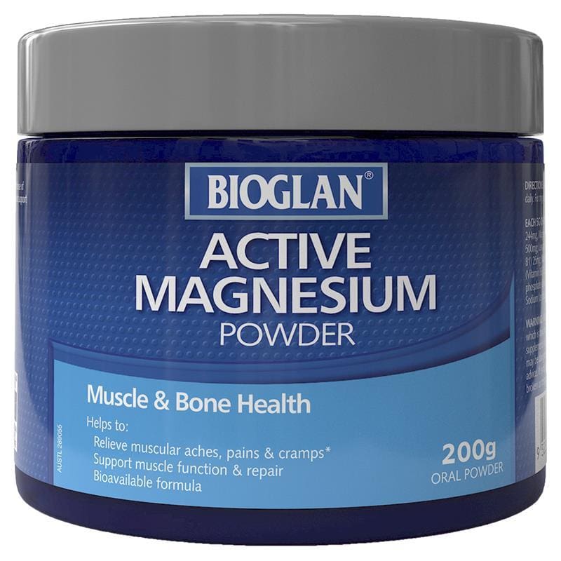 Bioglan Active Magnesium Powder 200g front image on Livehealthy HK imported from Australia