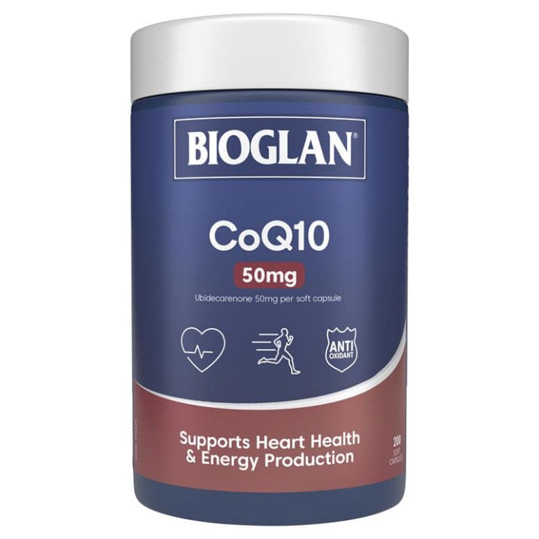 Bioglan CoQ10 50mg 200 Capsules front image on Livehealthy HK imported from Australia