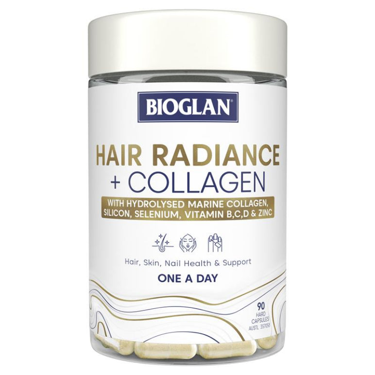 Bioglan Hair Radiance + Collagen 90 Capsules front image on Livehealthy HK imported from Australia