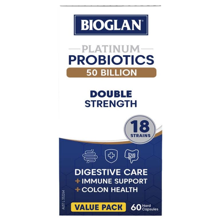 Bioglan Platinum Probiotic 50 Billion 60 Capsules front image on Livehealthy HK imported from Australia