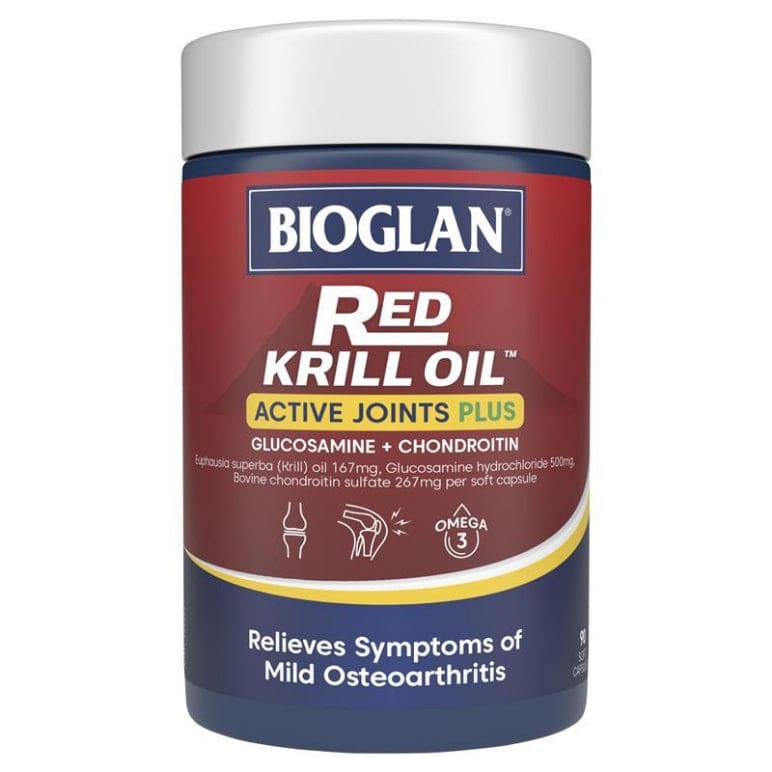 Bioglan Red Krill Oil Active Joints Plus 90 Capsules front image on Livehealthy HK imported from Australia