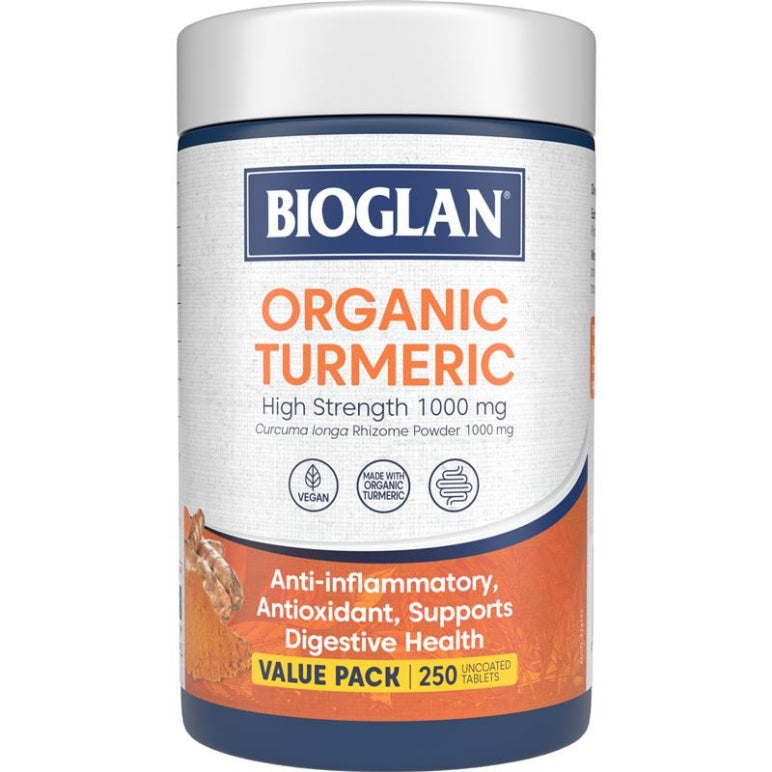 Bioglan Turmeric 1000mg 250 Tablets front image on Livehealthy HK imported from Australia