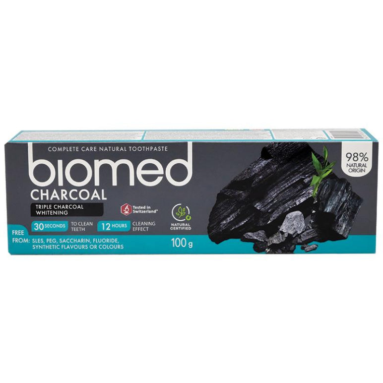 Biomed Toothpaste Charcoal 100g front image on Livehealthy HK imported from Australia