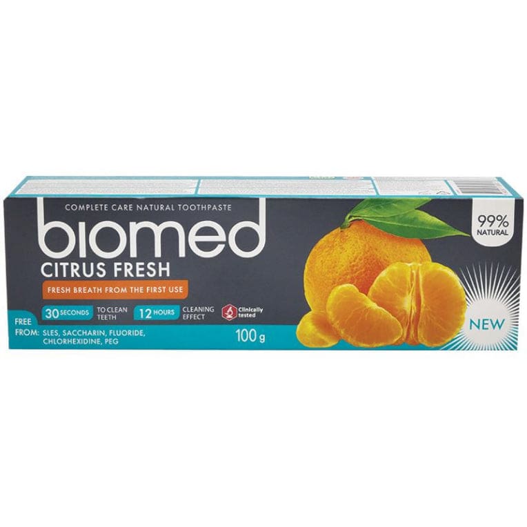 Biomed Toothpaste Citrus Fresh 100g front image on Livehealthy HK imported from Australia