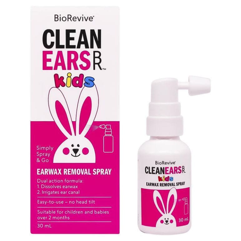 BioRevive CleanEars Kids Earwax Removal Spray 30ml front image on Livehealthy HK imported from Australia