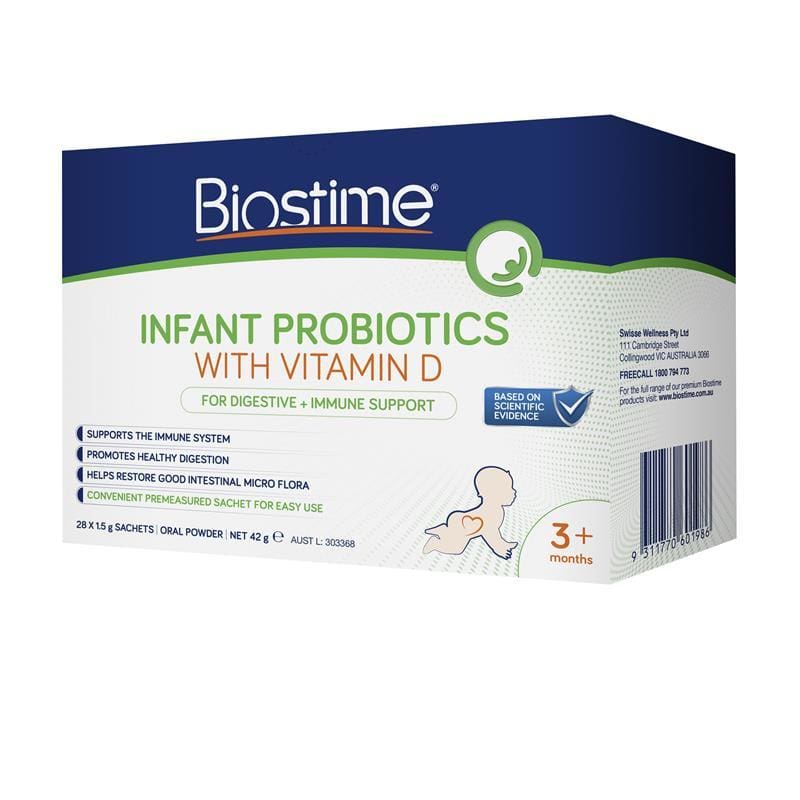 Biostime Infant Probiotic with Vitamin D 28 Pack front image on Livehealthy HK imported from Australia