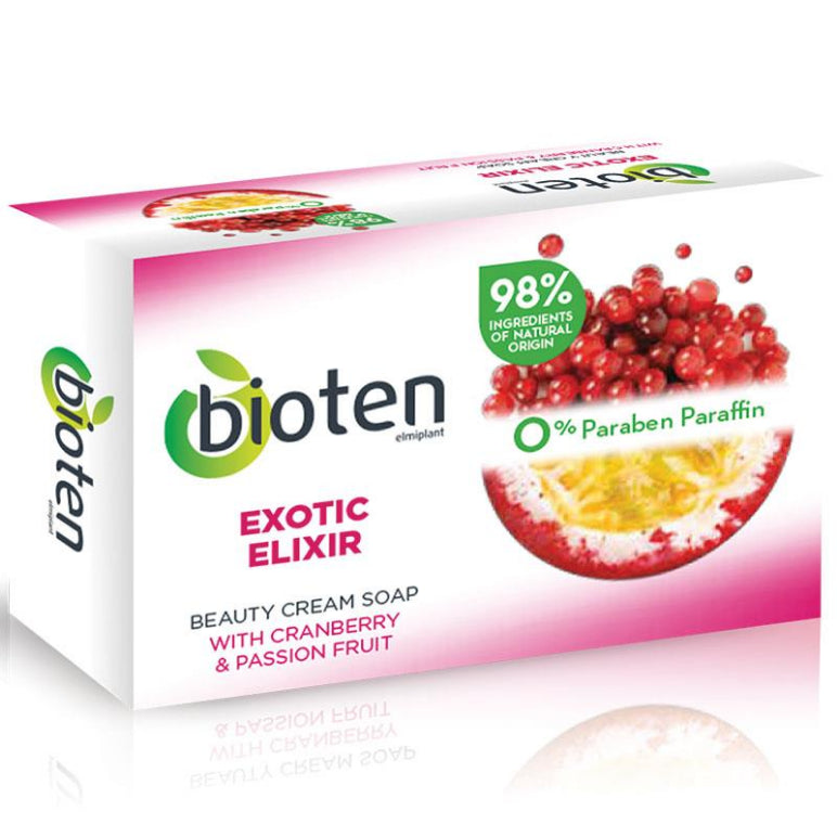 Bioten Soap Bar Exotic Elixir Cranberry & Passionfruit 100g front image on Livehealthy HK imported from Australia