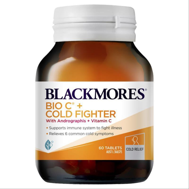 Blackmores Bio C + Cold Fighter Vitamin C Immune Support 60 Tablets front image on Livehealthy HK imported from Australia