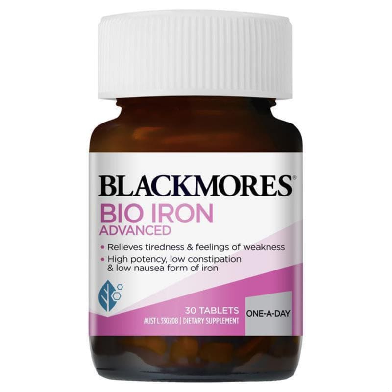Blackmores Bio Iron Advanced Energy Support Vitamin 30 Tablets front image on Livehealthy HK imported from Australia