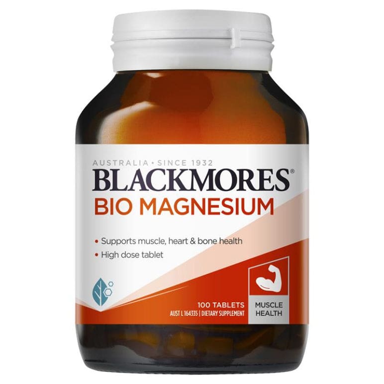 Blackmores Bio Magnesium 100 Tablets front image on Livehealthy HK imported from Australia