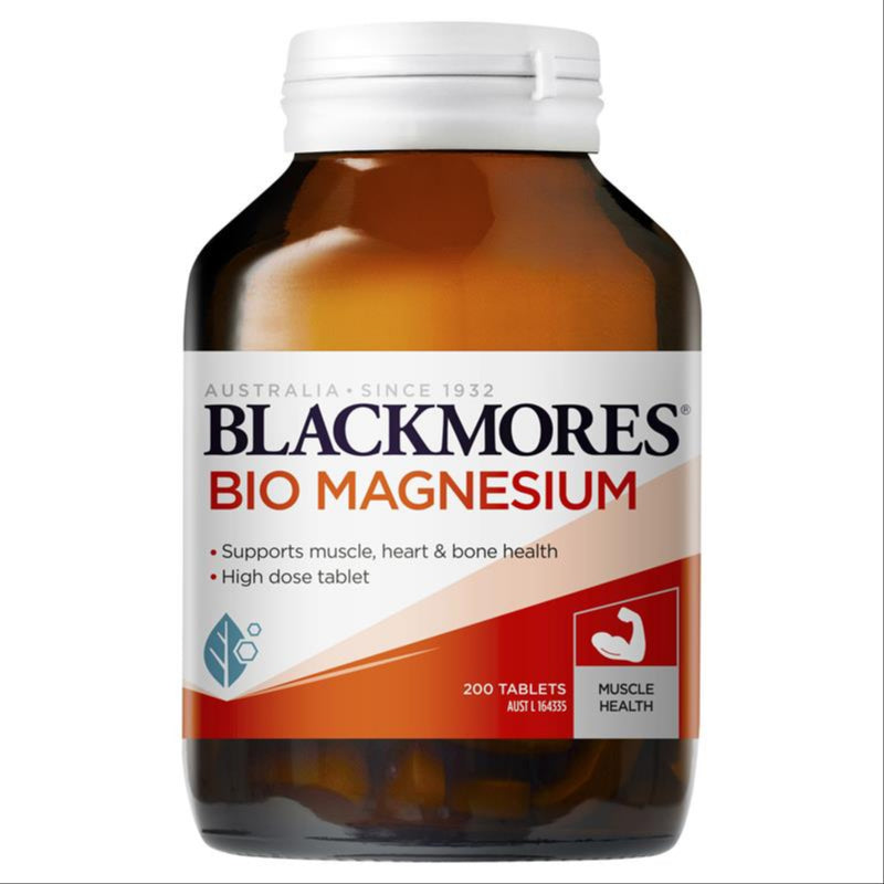 Blackmores Bio Magnesium Muscle Health Vitamin 200 Tablets Value Pack front image on Livehealthy HK imported from Australia